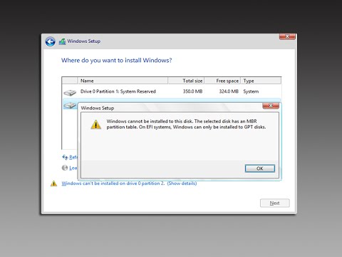 Windows Cannot Be Installed to This Disk Gpt